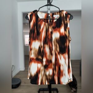 Calvin Klein Abstract Sleeveless Blouse – Size L
